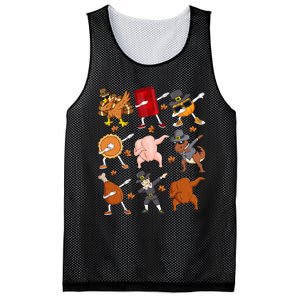 Dabbing Turkey T Rex Pilgrim Thanksgiving Funny Dab Mesh Reversible Basketball Jersey Tank