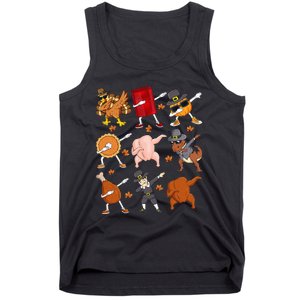 Dabbing Turkey T Rex Pilgrim Thanksgiving Funny Dab Tank Top