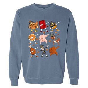 Dabbing Turkey T Rex Pilgrim Thanksgiving Funny Dab Garment-Dyed Sweatshirt