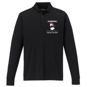 Dabbing Through The Snow Panda Dab Ugly Christmas Sweater Gift Performance Long Sleeve Polo