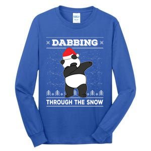 Dabbing Through The Snow Panda Dab Ugly Christmas Sweater Gift Tall Long Sleeve T-Shirt