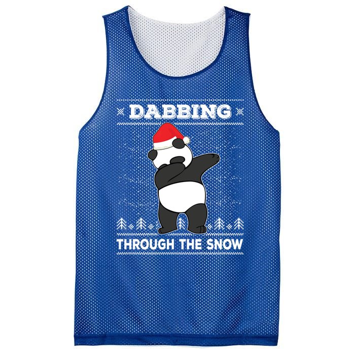 Dabbing Through The Snow Panda Dab Ugly Christmas Sweater Gift Mesh Reversible Basketball Jersey Tank