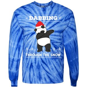 Dabbing Through The Snow Panda Dab Ugly Christmas Sweater Gift Tie-Dye Long Sleeve Shirt