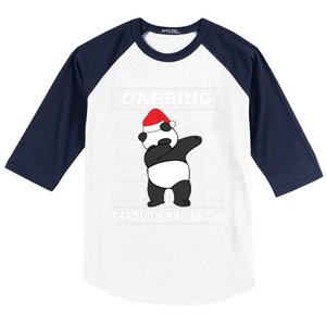 Dabbing Through The Snow Panda Dab Ugly Christmas Sweater Gift Baseball Sleeve Shirt