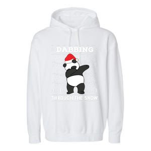 Dabbing Through The Snow Panda Dab Ugly Christmas Sweater Gift Garment-Dyed Fleece Hoodie