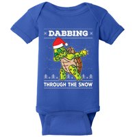 Dabbing Through The Snow Dab Turtle Ugly Christmas Sweater Great Gift Baby Bodysuit