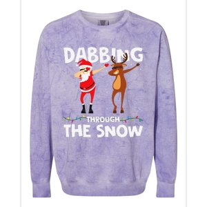 Dabbing Through The Snow Funny Santa Squad Fun Xmas Colorblast Crewneck Sweatshirt