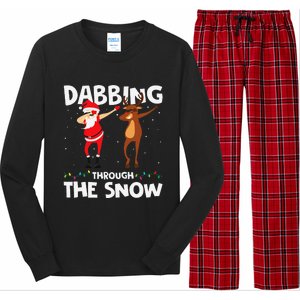 Dabbing Through The Snow Funny Santa Squad Fun Xmas Long Sleeve Pajama Set