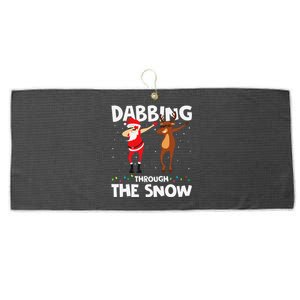 Dabbing Through The Snow Funny Santa Squad Fun Xmas Large Microfiber Waffle Golf Towel