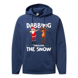 Dabbing Through The Snow Funny Santa Squad Fun Xmas Performance Fleece Hoodie