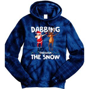 Dabbing Through The Snow Funny Santa Squad Fun Xmas Tie Dye Hoodie