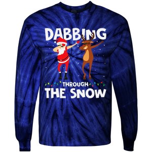 Dabbing Through The Snow Funny Santa Squad Fun Xmas Tie-Dye Long Sleeve Shirt