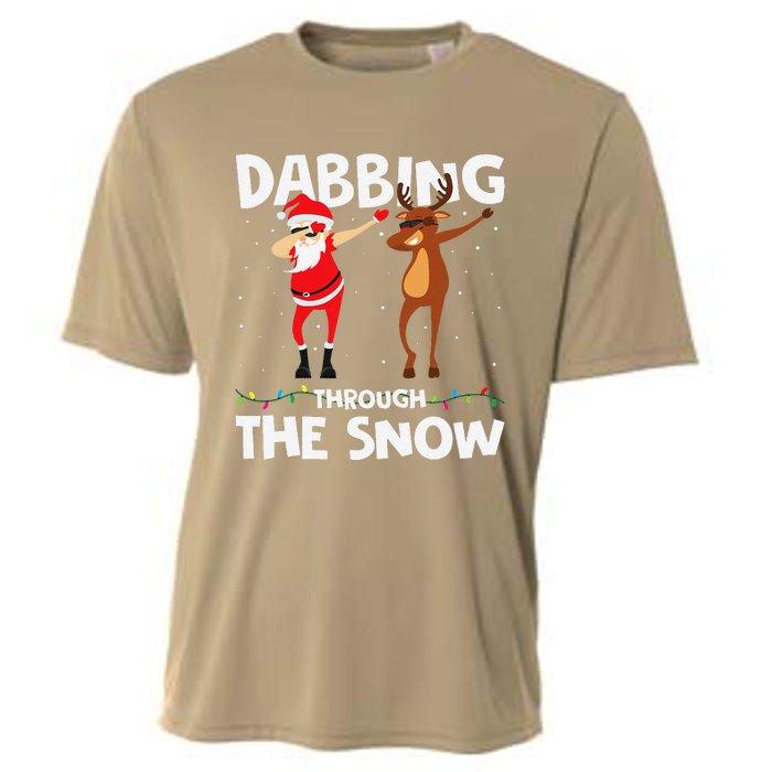 Dabbing Through The Snow Funny Santa Squad Fun Xmas Cooling Performance Crew T-Shirt