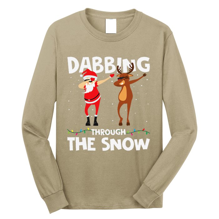 Dabbing Through The Snow Funny Santa Squad Fun Xmas Long Sleeve Shirt