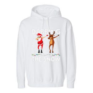 Dabbing Through The Snow Funny Santa Squad Fun Xmas Garment-Dyed Fleece Hoodie