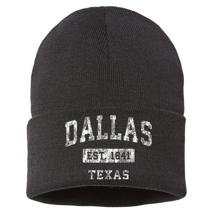 Dallas Texas Tx Vintage Established Sports Sustainable Knit Beanie