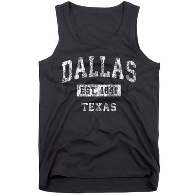 Dallas Texas Tx Vintage Established Sports Tank Top