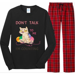 DonT Talk To Me IM Counting Funny Crochet Cat Lover Long Sleeve Pajama Set