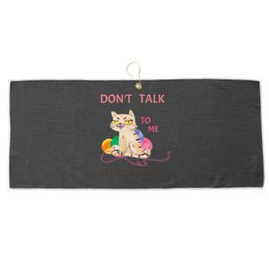 DonT Talk To Me IM Counting Funny Crochet Cat Lover Large Microfiber Waffle Golf Towel