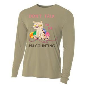 DonT Talk To Me IM Counting Funny Crochet Cat Lover Cooling Performance Long Sleeve Crew