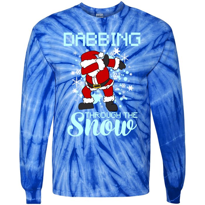 Dabbing Through The Snow Funny Santa Dab Christmas Lover Gift Tie-Dye Long Sleeve Shirt