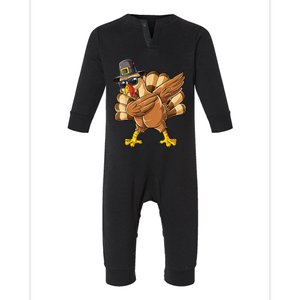 Dabbing Turkey Thanksgiving Day Pilgrim Funny Dab Infant Fleece One Piece