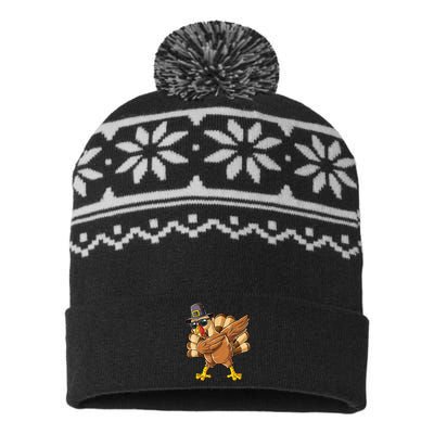 Dabbing Turkey Thanksgiving Day Pilgrim Funny Dab USA-Made Snowflake Beanie