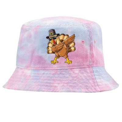 Dabbing Turkey Thanksgiving Day Pilgrim Funny Dab Tie-Dyed Bucket Hat