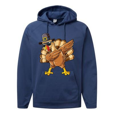 Dabbing Turkey Thanksgiving Day Pilgrim Funny Dab Performance Fleece Hoodie