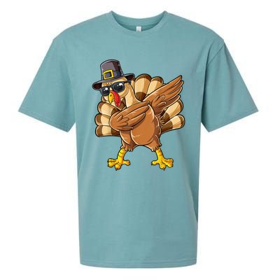 Dabbing Turkey Thanksgiving Day Pilgrim Funny Dab Sueded Cloud Jersey T-Shirt