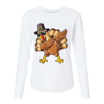 Dabbing Turkey Thanksgiving Day Pilgrim Funny Dab Womens Cotton Relaxed Long Sleeve T-Shirt