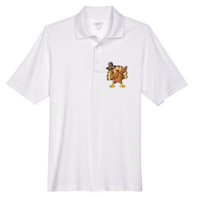 Dabbing Turkey Thanksgiving Day Pilgrim Funny Dab Men's Origin Performance Pique Polo