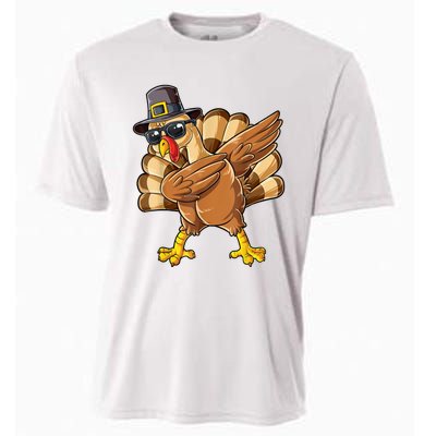 Dabbing Turkey Thanksgiving Day Pilgrim Funny Dab Cooling Performance Crew T-Shirt