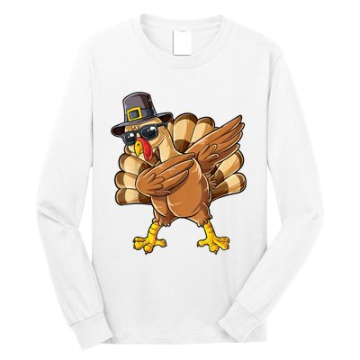 Dabbing Turkey Thanksgiving Day Pilgrim Funny Dab Long Sleeve Shirt