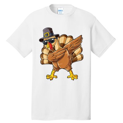 Dabbing Turkey Thanksgiving Day Pilgrim Funny Dab Tall T-Shirt