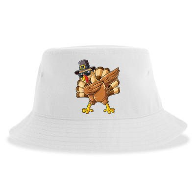 Dabbing Turkey Thanksgiving Day Pilgrim Funny Dab Sustainable Bucket Hat