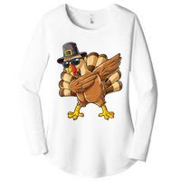 Dabbing Turkey Thanksgiving Day Pilgrim Funny Dab Women's Perfect Tri Tunic Long Sleeve Shirt