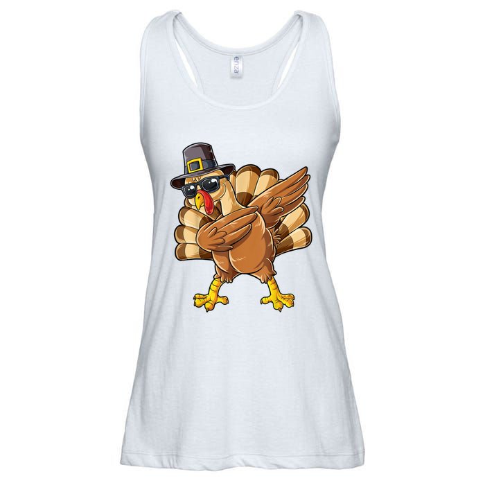 Dabbing Turkey Thanksgiving Day Pilgrim Funny Dab Ladies Essential Flowy Tank