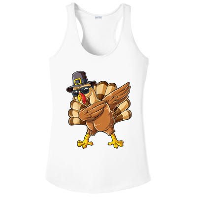 Dabbing Turkey Thanksgiving Day Pilgrim Funny Dab Ladies PosiCharge Competitor Racerback Tank