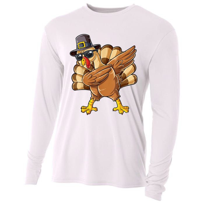 Dabbing Turkey Thanksgiving Day Pilgrim Funny Dab Cooling Performance Long Sleeve Crew