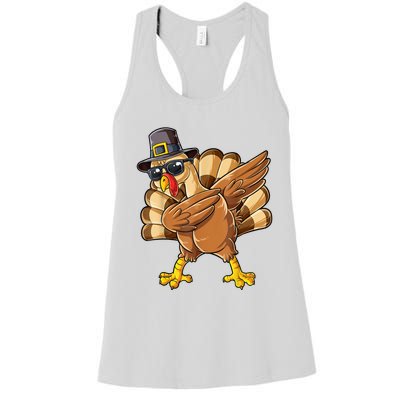 Dabbing Turkey Thanksgiving Day Pilgrim Funny Dab Women's Racerback Tank