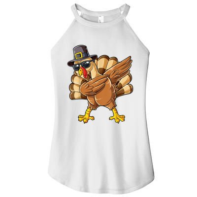 Dabbing Turkey Thanksgiving Day Pilgrim Funny Dab Women's Perfect Tri Rocker Tank