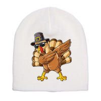 Dabbing Turkey Thanksgiving Day Pilgrim Funny Dab Short Acrylic Beanie