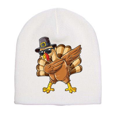 Dabbing Turkey Thanksgiving Day Pilgrim Funny Dab Short Acrylic Beanie