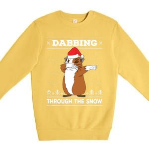 Dabbing Through The Snow Guinea Pig Ugly Christmas Sweater Cool Gift Premium Crewneck Sweatshirt