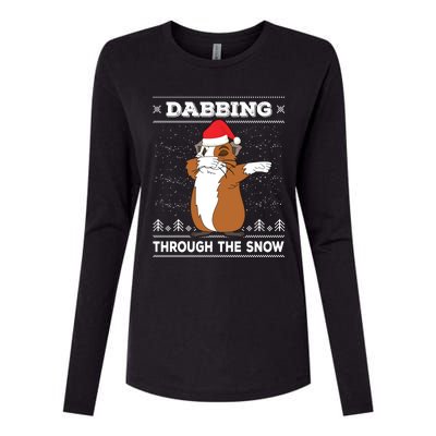 Dabbing Through The Snow Guinea Pig Ugly Christmas Sweater Cool Gift Womens Cotton Relaxed Long Sleeve T-Shirt