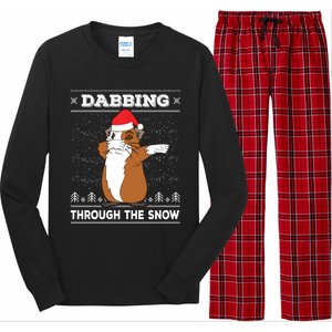 Dabbing Through The Snow Guinea Pig Ugly Christmas Sweater Cool Gift Long Sleeve Pajama Set