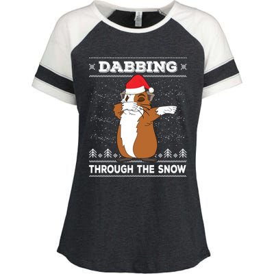 Dabbing Through The Snow Guinea Pig Ugly Christmas Sweater Cool Gift Enza Ladies Jersey Colorblock Tee