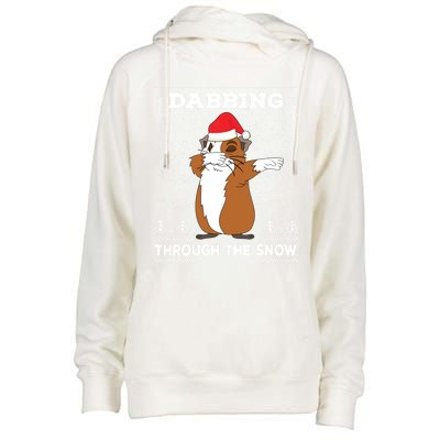 Dabbing Through The Snow Guinea Pig Ugly Christmas Sweater Cool Gift Womens Funnel Neck Pullover Hood