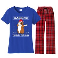 Dabbing Through The Snow Guinea Pig Ugly Christmas Sweater Cool Gift Women's Flannel Pajama Set